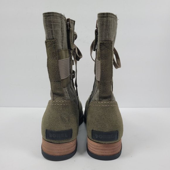 Sorel Major Carly Women's Green Combat Zip Up Boots NL2158-383 US SZ 9 - Picture 4 of 12
